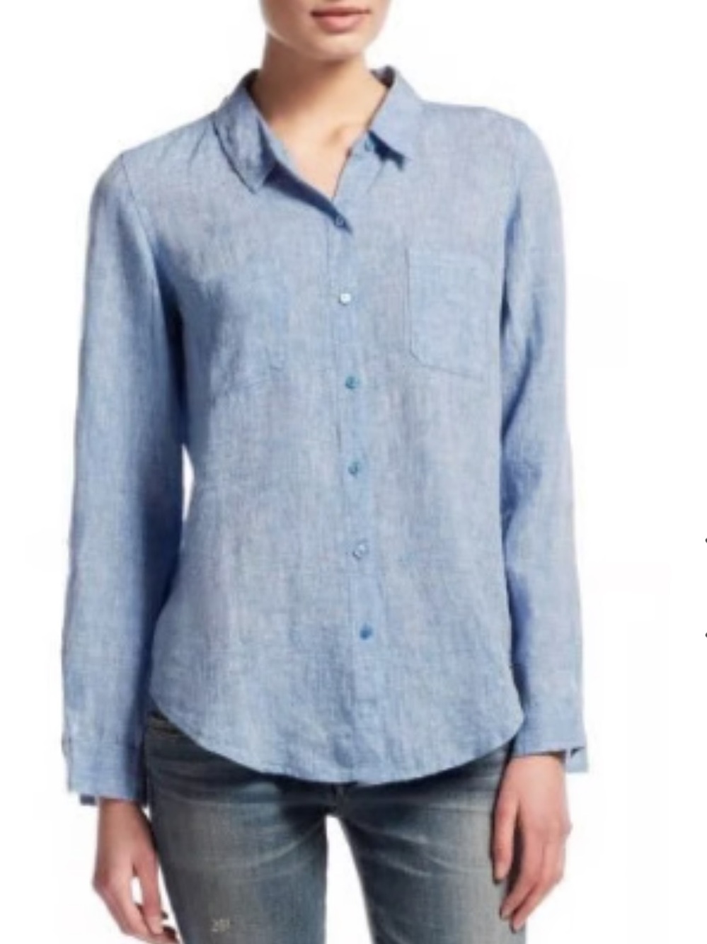 Calypso St. Barth Rahani Linen Blouse in Blue. Women’s Large